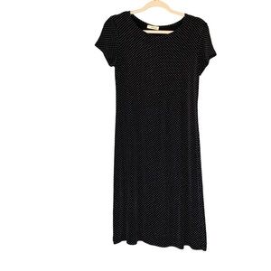 PEONY‎ black and white polka fit cap sleeve knit dress. Size M